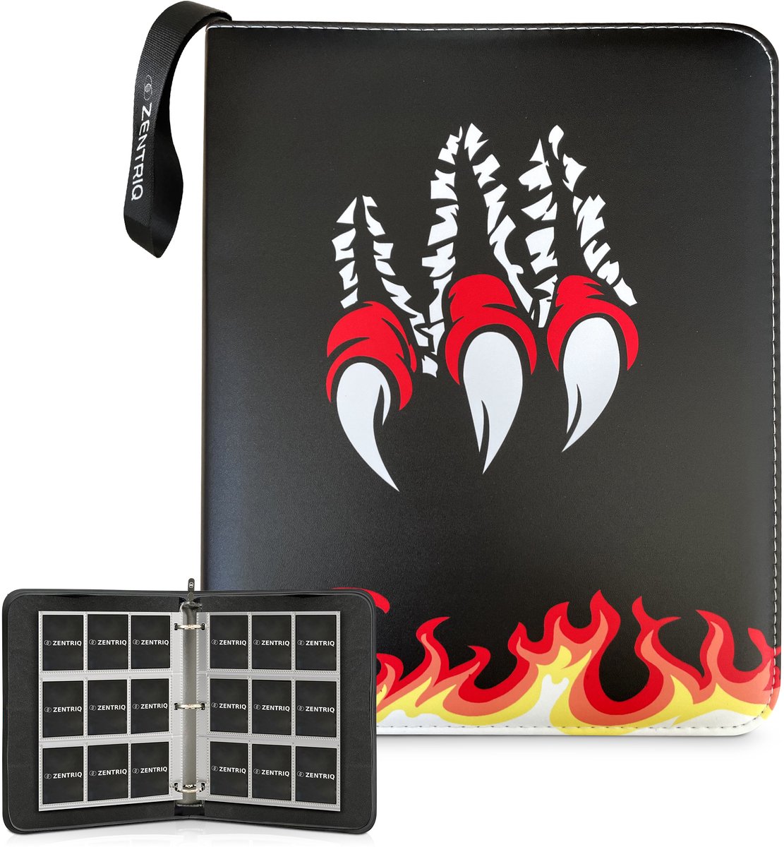 Pokemon Map – 900 Kaarten | 50 Pagina’s | Vuurklauw | Zentriq PU-Leder Pokemon Kaarten Map met Ritssluiting | Waterdicht & Duurzaam | Card Binder | Verzamelmap Voor Pokémon- & Andere Ruilkaarten